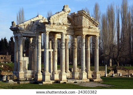 Ruins of big gate in Aphrodisias, Turkey