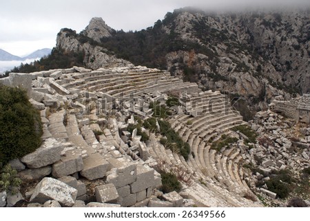 Ruins of old theater in Termessos near Antalya, Turkey