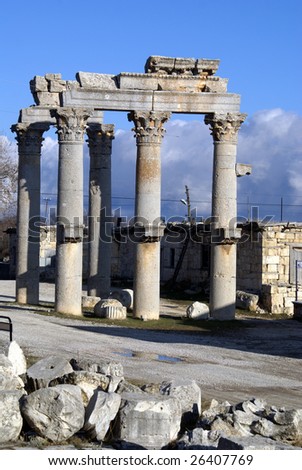 Big gate of temple in Uzunjaburch, Turkey