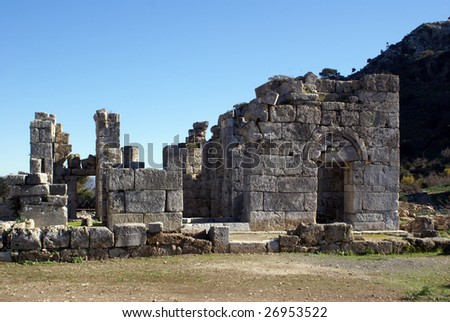 Ruined church in Kaunos near DAlyan, Turkey