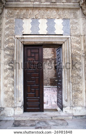 Door of old muslim house in Konya, Turkey