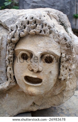 Stone mask on the stage in theater, Myra