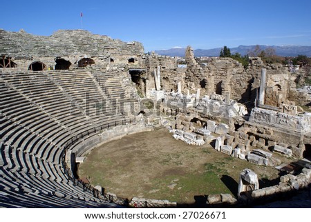 Ruins of old theater in Side near Antalya
