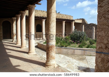 Inner yard of old roman villa in Carthage, Tunisia