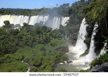 Forest And Wide Iguazu Falls In Argentina Forest And Wide Iguazu Falls In Argentina Stock