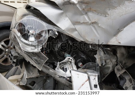 Car accident, insurance concept. Airbag is come out.