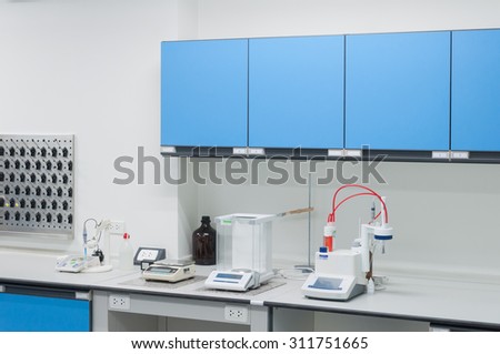 Science modern lab interior architecture with lab equipment.