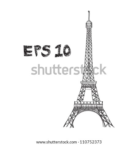 Eiffel Tower Drawing Stock Vector Illustration 110752373 : Shutterstock