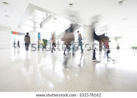 motion people in modern building