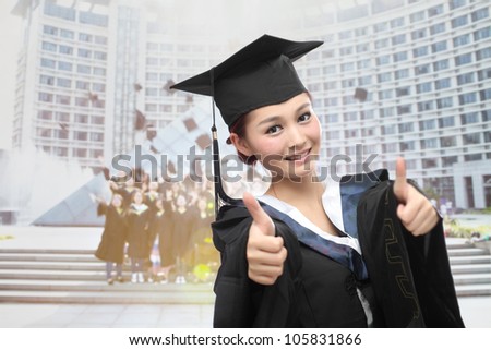 asian graduate with big thumb