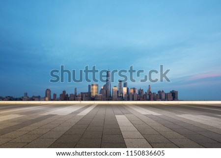 empty street with modern city new york as background