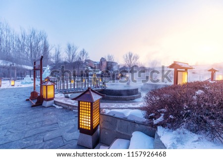 hot springs outdoor in jilin at night