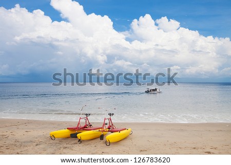 water bikes on beach