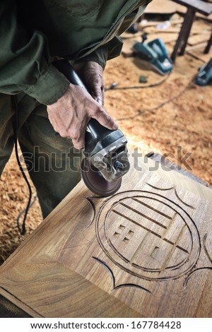 Carpenter at work at industrial job site