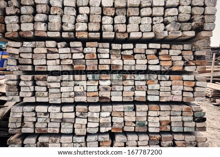 Selection of freshly saw timber material