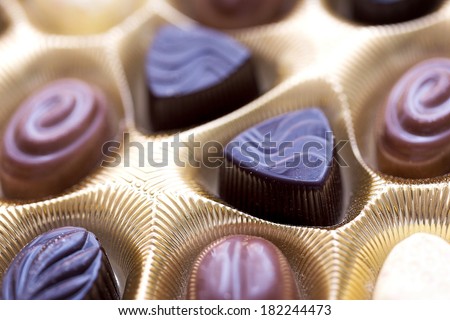 Close up shot of chocolates box