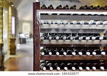 Wine cellar full of wine bottles