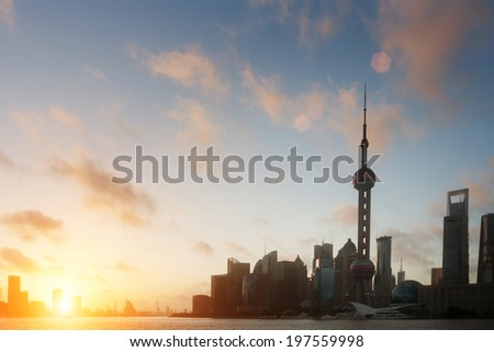 modern city with sunset,shanghai