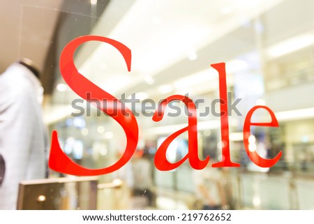 sale sign  on the shop window