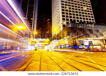 urban city traffic trails at night