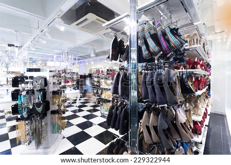 shopping mall interior with product detail