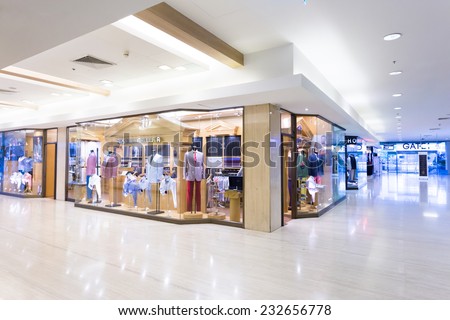 Shanghai,china-September 5, 2014:modern clothes retail shop in shopping mall