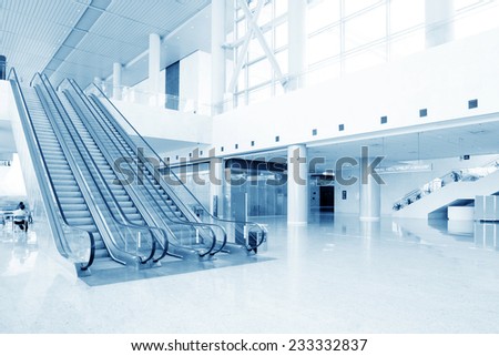 escalator in modern building hall