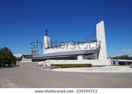 Beijing,China-July 13,2014:the national olympic stadium exterior.The marathon race was hold there during 2008 Beijing olympic game.