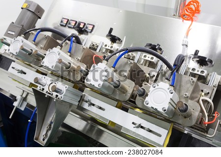 pharmaceutical factory production equipment closeup