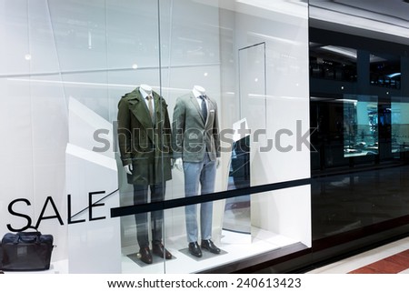 showcase of modern fashion shop