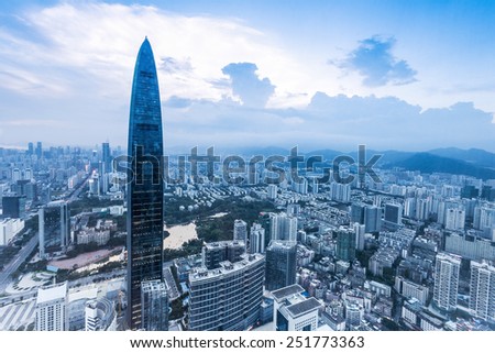 skyline,office building and modern cityscape of shenzhen
