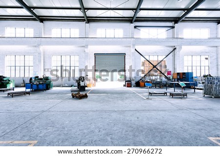 factory workshop interior and machines