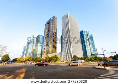 office buildings and modern street