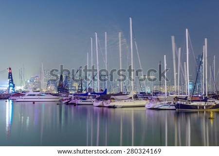 yacht harbor at night