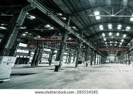 Empty floor in abandoned factory.