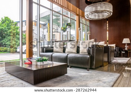 luxury hotel lobby and furniture with modern design style interior