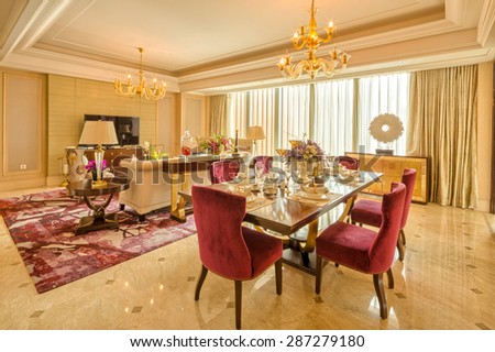 luxury living room and furniture with upscale design and decoration