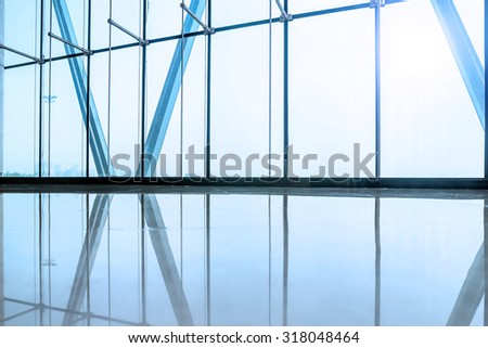 glass wall of interior space in a exhibition hall