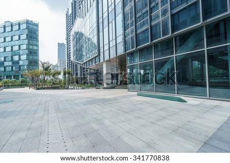 empty ground front of modern buildings