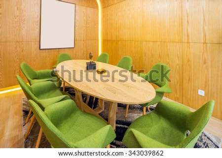 oval table in modern dining room of villa