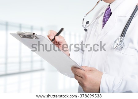 pose and gesture of old Asian man doctor in white uniform