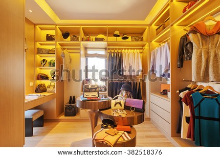 design and clothes in luxury wardrobe