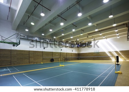 design of indoors badminton court in modern gym