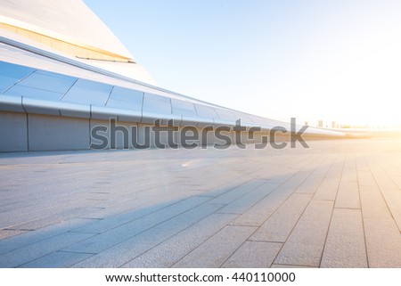 empty floor with cityscape and skyline of harbin