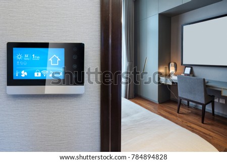 smart screen with smart home and modern bedroom