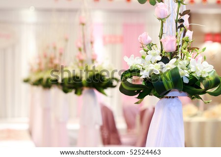 stock photo Wedding Flowers on the dinner table