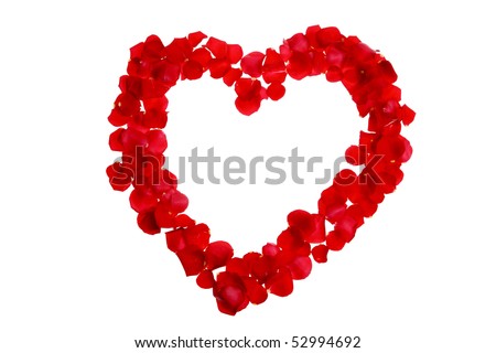 a image of a heart. stock photo : Rose petals in a shape of a heart