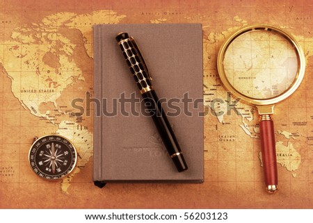 An old book on a Treasure map background