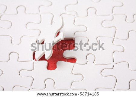 abstract puzzle background with one piece missing