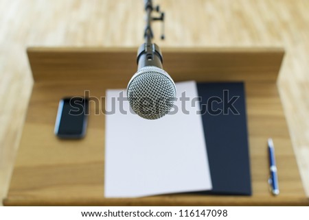 Microphone at the speech podium